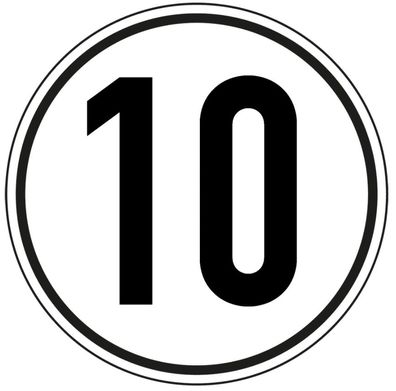 Aufkleber Geschwindigkeits-Schild "10 km/ h" Folie gemäß StVZO § 58 | Ø5-30cm