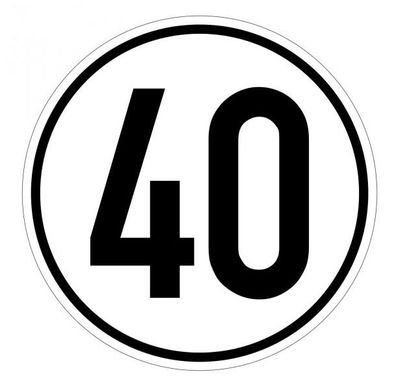 Aufkleber Geschwindigkeits-Schild "40 km/ h" Folie gemäß StVZO § 58 | Ø5-30cm