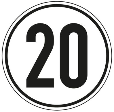Aufkleber Geschwindigkeits-Schild "20 km/ h" Folie gemäß StVZO § 58 | Ø5-30cm