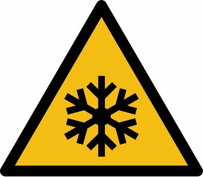 Aufkleber Schild "Warnung vor niedriger Temperatur" Folie ISO 7010 5-30cm gelb