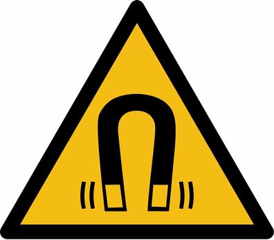 Aufkleber Warnschild "Warnung vor magnetischem Feld" Folie ISO 7010 5-30cm gelb