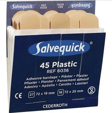 45x Pflaster für Salvequick® Salvequickspender Pflasterstrips 6036 wasserfest