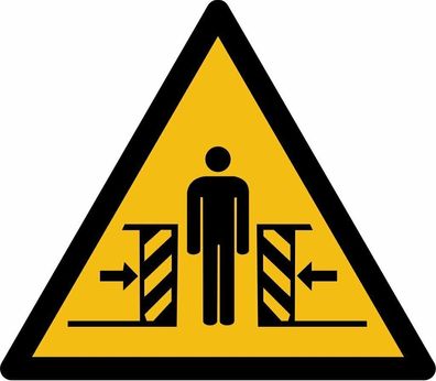 Aufkleber Warn Schild "Warnung vor Quetschgefahr" Folie ISO 7010 5-30cm gelb