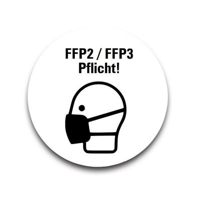 Aufkleber Hinweis "FFP PFLICHT" Warnung Gebot Schild Folie Ø5-40cmrot 