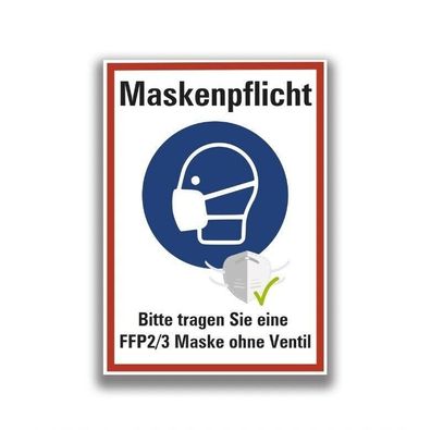 Aufkleber "Maskenplficht Bitte tragen Sie.." ähnl. ISO 7010 Schild Folie rot/ bau