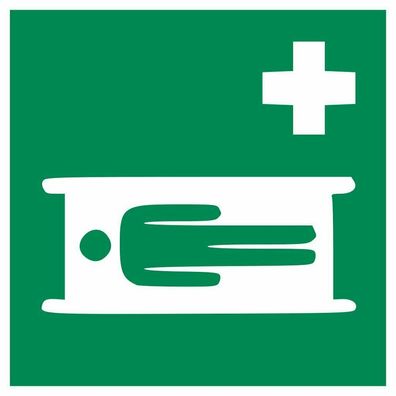 Aufkleber Rettungszeichen "Krankentrage" Symbol Schild 5-40cm Folie ISO 7010