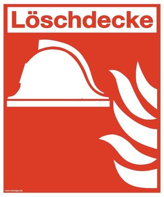 Aufkleber Löschdecke 15x18cm ASR A1.3 ISO7010 Text "Löschdecke" Folie, rot