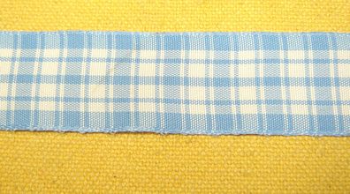 Karoband weiß hellblau 2,8 cm hochwertig steife Qualität Hutband je 1m