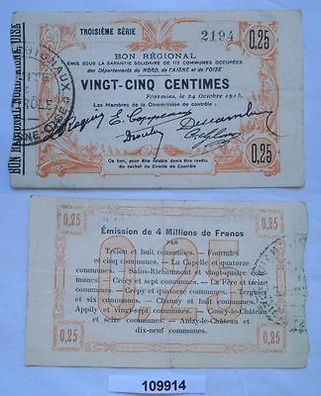 Notgeld Frankreich Bon Régional des Départ du Nord Fourmies billet 1915 (109914)