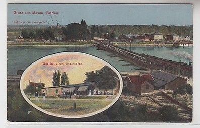 36307 Mehrbild Ak Gruß aus Maxau Baden Gasthaus zum Rheinhafen 1925
