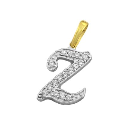 Buchstaben Anhänger Z aus 585 Gold bicolor mit Zirkonia*
