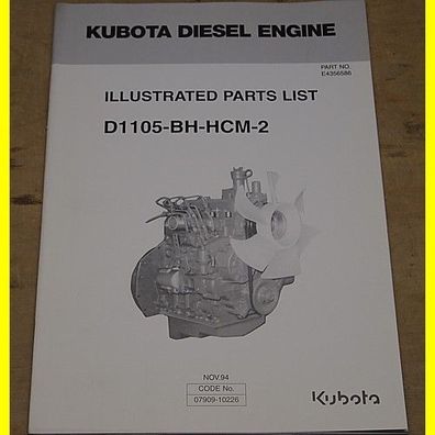 Kubota Diesel Engine D1105-BH-HCM-2 Parts Catalog No. E4356586
