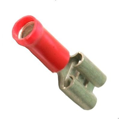 Flachstecker Flachsteckhülse 6,3x0,8mm, 0,5 -1,5mm² , isoliert, rot, crimpen 15St.