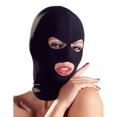 Isolationsmaske Kopfmaske Maske Kopf Stoff elastisch Augen Mund offen schwarz