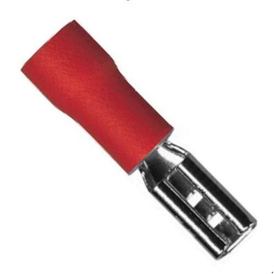 Flachstecker Flachsteckhülse 2,8x0,8mm, 0,5 -1,5mm² , isoliert, rot, crimpen 15St.
