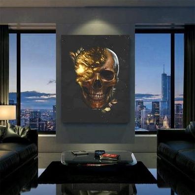 Leinwandbild Totenkopf Abstrakt Wandbilder Kunstdruck Skull Deko Lounge