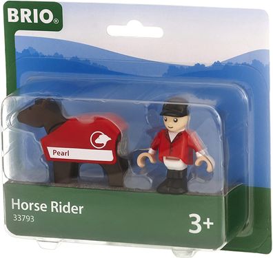 BRIO World 33793 - Pferd mit Reiter, Bauernhof Tiere