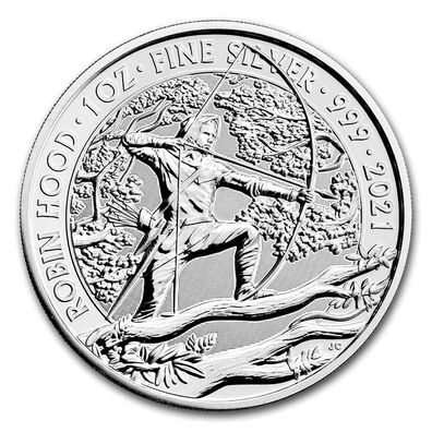 Royal Mint Robin Hood 2021 Mythen und Legenden 1 oz 999 Silber Feinsilber (1)