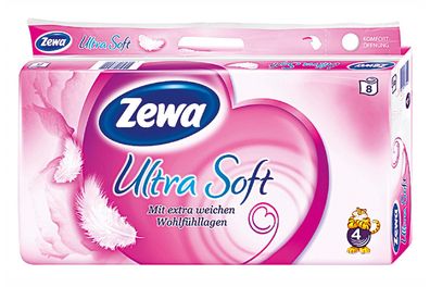 ZEWA Toilettenpapier Ultra Soft 4lagig 8er Pack