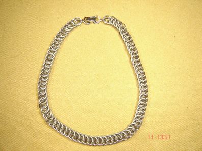 Halskette Collier Gliederkette verschiedene Ringe hell silberfarben ca 40 cm Z