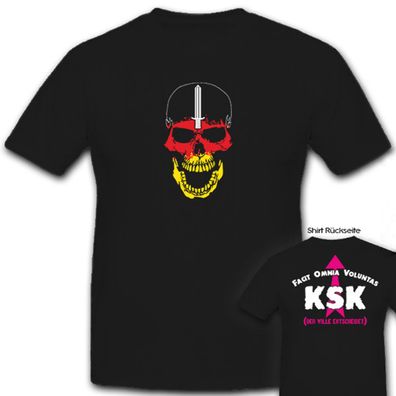 KSK Kommando Spezial Kräfte Deutschland Flagge Skull Totenkopf - T Shirt #6719