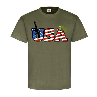 USA Fahne Flagge Militär Army Barett Abzeichen Sterne Freizeit T-Shirt #23374