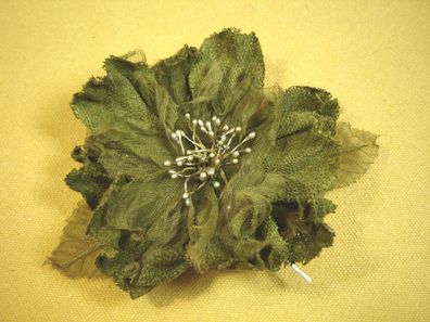 große Ansteckblüte 13cm in Farbe oliv Ansteckblume Brosche p