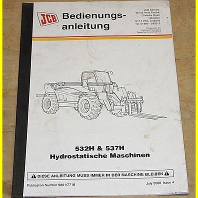 Bedienungsanleitung für JCB 532H & 537H - Hydrostatische Maschinen