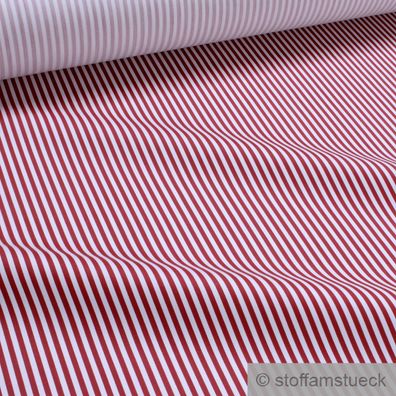 Stoff Polyester Baumwolle Satin Römerstreifen rot weiß 3 mm