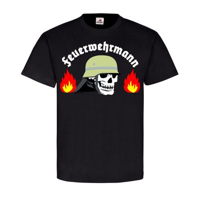 Feuerwehrmann Freiwillige Feuerwehr Helm Skull Flammen Helfer T Shirt #21385