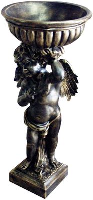 Statue mit Schale groß Antik Hand bemalt Kunst Figur Skulptur Deko Dekoration Garten