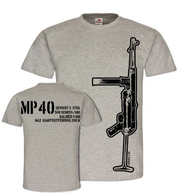 Maschinenpistole Mp40 Technische Daten Waffe Deko Stangenmagazin T Shirt #19667