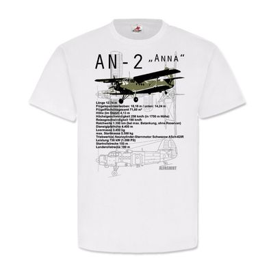 AN 2 Russischer Doppeldecker Flugzeug Anna Technische Daten Anto T Shirt #19961