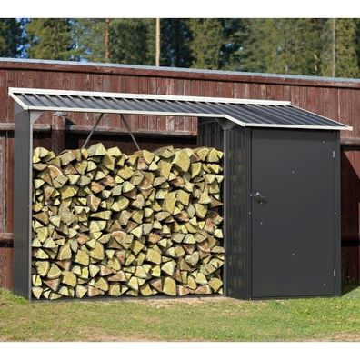 Duramax Kaminholzregal mit Aufbewahrungsschrank Gerätehaus Holz