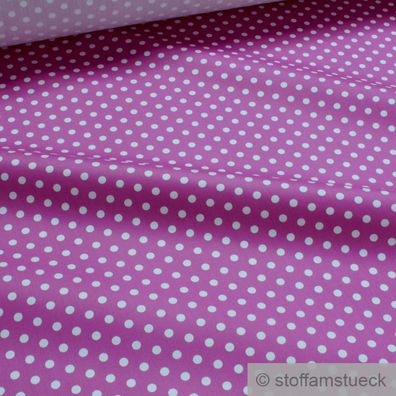 Stoff Polyester Baumwolle Satin Punkte pink weiß