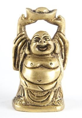 Happy Buddha stehend aus Messing H: 5 cm Figur Statue Glücksbringer