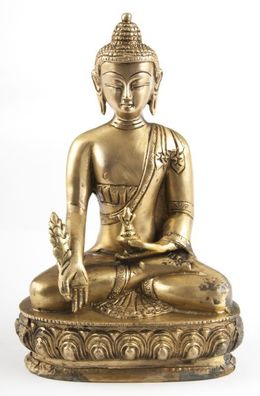Medizin Buddha auf Sockel aus Messing H: 20 cm 1,6 kg Figur Statue Skulptur