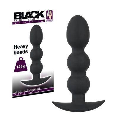 Silikon Analplug Heavy Beads 145 gramm Kugelplug Ankerfuß Black Velvets bilitas