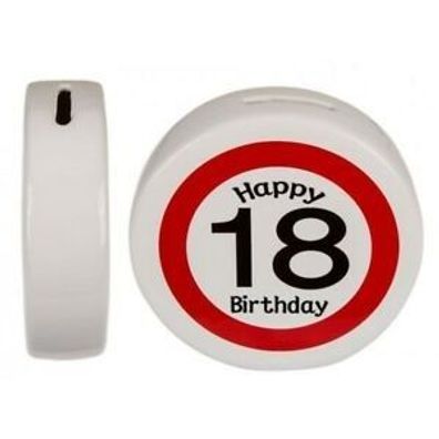 Spardose Happy Birthday Sparbüchse Sparschwein Geldgeschenk 18. Geburtstag