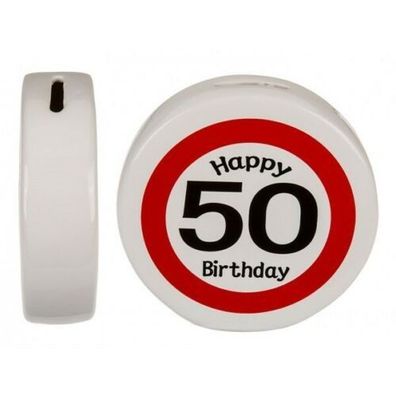 Spardose Happy Birthday Sparbüchse Sparschwein Geldgeschenk 50. Geburtstag