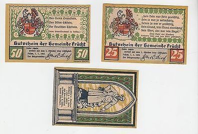 3 Banknoten Notgeld Gemeinde Frücht 1922 kassenfrisch (109919)