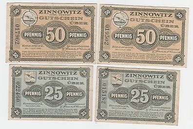 4 Banknoten Notgeld Zinnowitz Insel Usedom 1921 (109421)