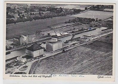 64108 Ak Hildesheim Hafen und Blick auf Flughafen 1954