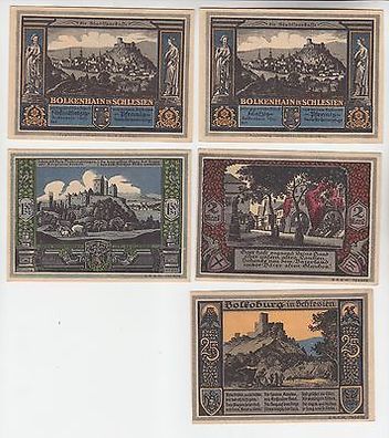 5 Banknoten Notgeld Stadtsparkasse Bolkenhain Schles. 1921 kassenfrisch (109905)
