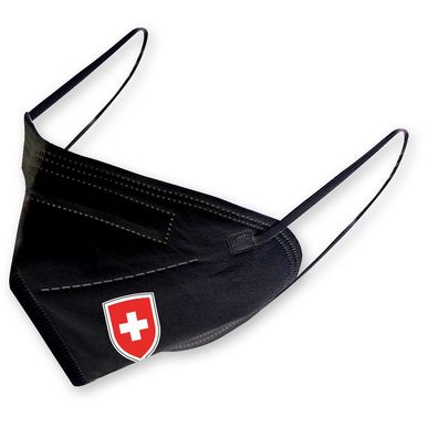 1 FFP2 Maske in Schwarz Dt. Herstellung - Weisses KREUZ Schweiz - 15360