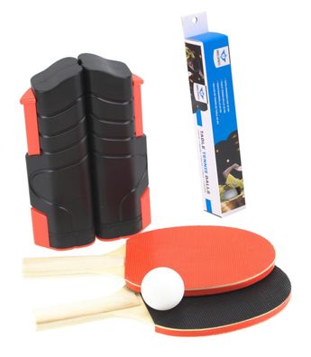 mobiles Tischtennis Set Schläger Netz mit Schnellspanner und 40mm Bälle