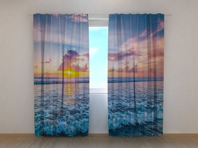 Fotogardine Sonnenuntergang über den Ozean, Vorhang mit Motiv, Fotodruck, auf Maß
