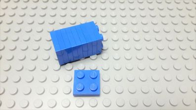Lego 10 Platten 2x2 flach blau 3022 Set 3406 4482 6977 8154