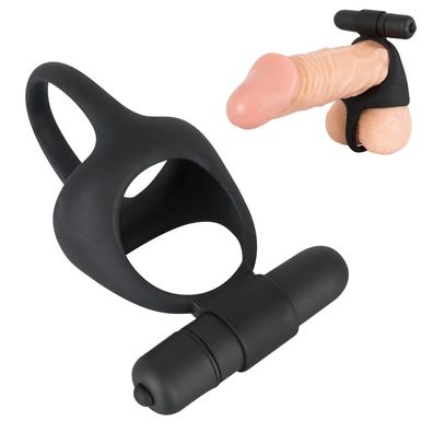 Silikon Vibro-Penisring mit Hodenteiler Mini-Vibrator für Klitoris Paartoy