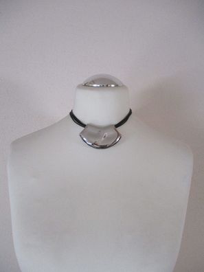 Halskette mit silbernen Anhänger Schwarz Silber 37 cm mit Verlängerung